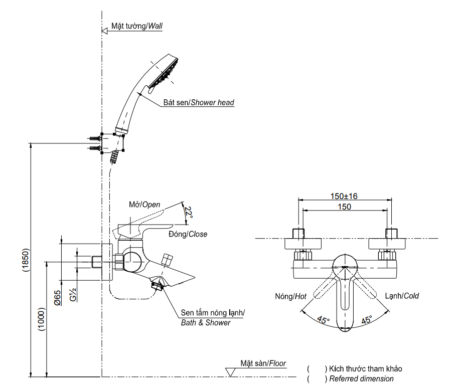 Bản vẽ bộ vòi sen TBS01302V+TBW01008A TOTO