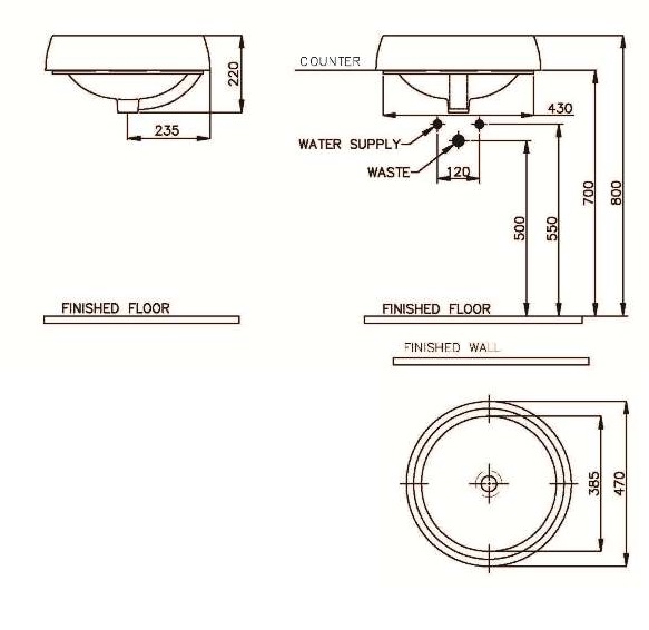 Bản vẽ lavabo Nahm SVW2360561XN01 đặt bàn