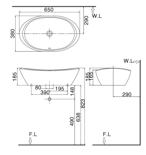 Bản vẽ bồn rửa mặt lavabo INAX L465V