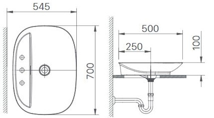 Bản vẽ chậu lavabo Inax ALS640V