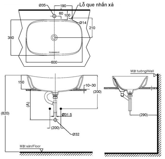 Bản vẽ chậu rửa mặt TOTO PJS07WE GW màu trắng mờ