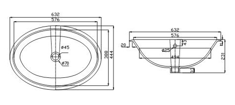 Bản vẽ kỹ thuật chậu rửa mặt CD21