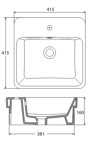 Bản vẽ lavabo Viglacera V 24 đặt bàn