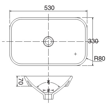 Bản vẽ lavabo Viglacera V28 đặt bàn