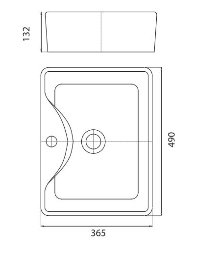 Bản vẽ kích thước lavabo đặt bàn Viglacera V72 chữ nhật
